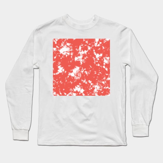 Orange coral Storm - Tie Dye Shibori Texture Long Sleeve T-Shirt by marufemia